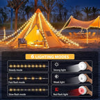 2Pack Camping String Lights, 4 in 1 Quick Storage 32.8FT Rechargeable Tent Lights with 6 Modes Hanging Waterproof Camp Lamp Camping Essentials for AwnTent Hiking Garden Bedroom Festival (Warm White)