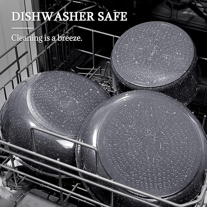 GiPP Ceramic Pots and Pans Set Non Stick, Nonstick Detachable Handle Cookware Sets, Non Toxic Induction Kitchen Pot and Pan with Removable Handle, Healthy RV Cookware, Dishwasher ＆Oven Safe, 5 Piece