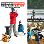 2PCS Upgraded Collapsible Stool Thickened Set, Portable Stool Folding Stools, Foldable Chair for Camping Fishing Hiking BBQ and Outdoor Activities - Max 400lbs（Black）