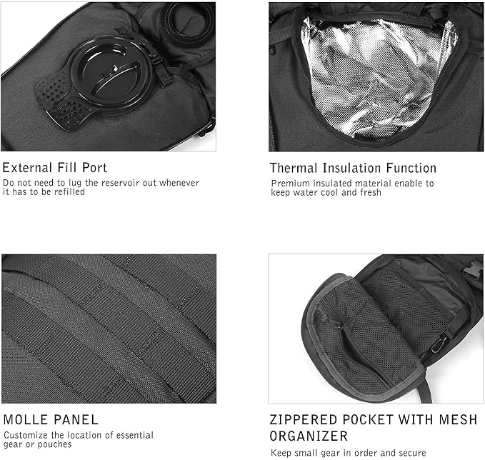 Unigear Tactical Hydration Packs Backpack 1050D with 3L Water Bladder, Thermal Insulation Pack Keeps Liquid Cool up to 4 Hours for Hiking, Cycling, Hunting and Climbing