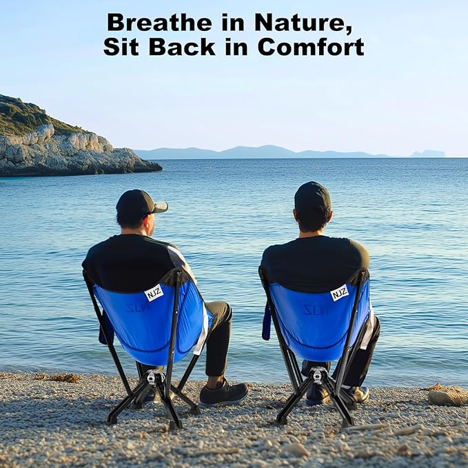 Camping Chairs for Adults - 600 LBS Capacity Rugged Outdoor Folding Chair, Compact Foldable Chair with Quick Setup & Carry Bag - Portable Camping Chair for Picnic, Fishing, Backyard - Blue