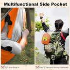 SZHLUX Camping Hammock Double & Single Portable Hammocks with 2 Tree Straps, Great for Hiking,Backpacking,Hunting,Outdoor,Beach,Camping,Orange / Grey