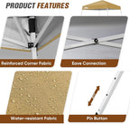 EAGLE PEAK 8x8 Slant Leg Pop-up Canopy Tent Easy One Person Setup Instant Outdoor Beach Canopy Folding Portable Sports Shelter 8x8 Base 6x6 Top (Beige)