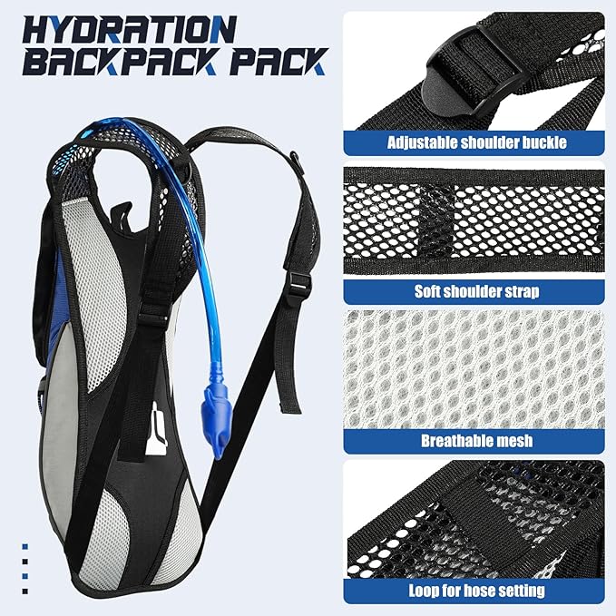 2 Pack Hydration Backpack Pack with 2L Water Bladder, Hiking Backpack with Hydration Bladder Water Rucksack Backpack Bladder Bag Cycling Bicycle Bike/Hiking Climbing Pouch