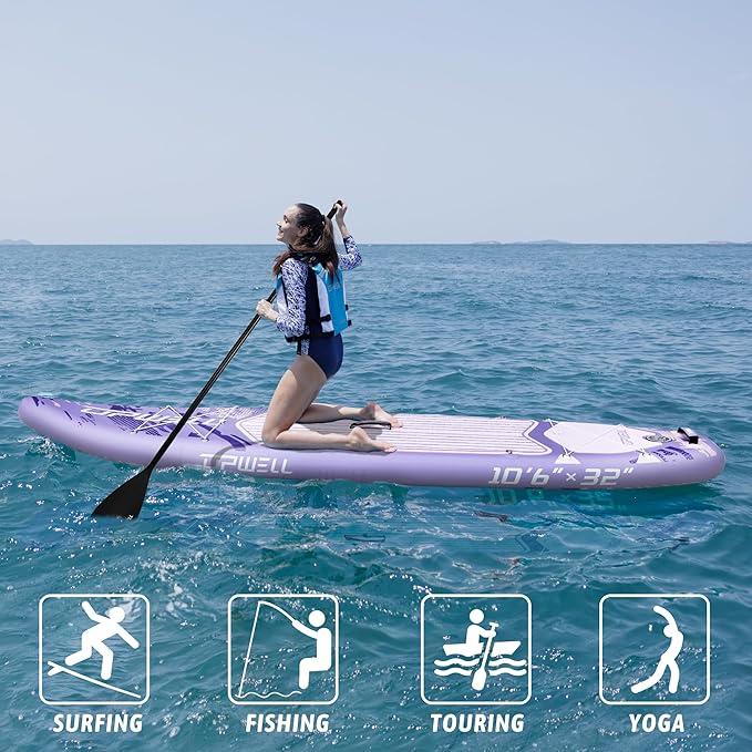 UPWELL 10'6"/11'/11'6" Inflatable Paddle Board, Stand Up Paddlboard for Youth & Adults, Stable Design, Premium SUP Accessories, Backpack, Leash, Hand Pump, Fins