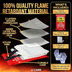 JJ CARE Fire Blanket – (Large) 4.9x4.9ft with Hooks & Gloves, Fire Blankets Emergency for Home and Kitchen, High Heat Resistant and Flame Protection for Kitchen, Car, Office, Camping & Home Safety