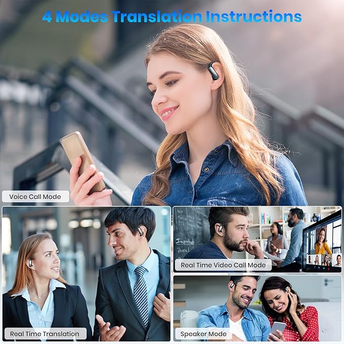 AI Translation Earbuds Real Time: OWS 3 in 1 Translator Earbuds for iOS & Android, Supporting 144 Languages with 60-Hour Battery Translator Headphones for Travel Business Meetings & Learning
