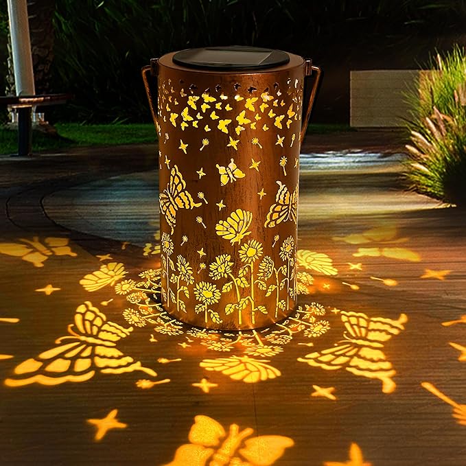 Butterfly Solar Lanterns Outdoor Waterproof, Birthday Gifts for Women Mom Grandma, Hanging Solar Lights for Yard, Patio, Porch, Garden Decor, Christmas Gifts for Her/Him