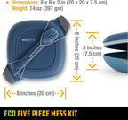 UCO Recycled ECO 5-Piece Camping Mess Kit with Bowl, Plate, Switch Spork Utensil Set