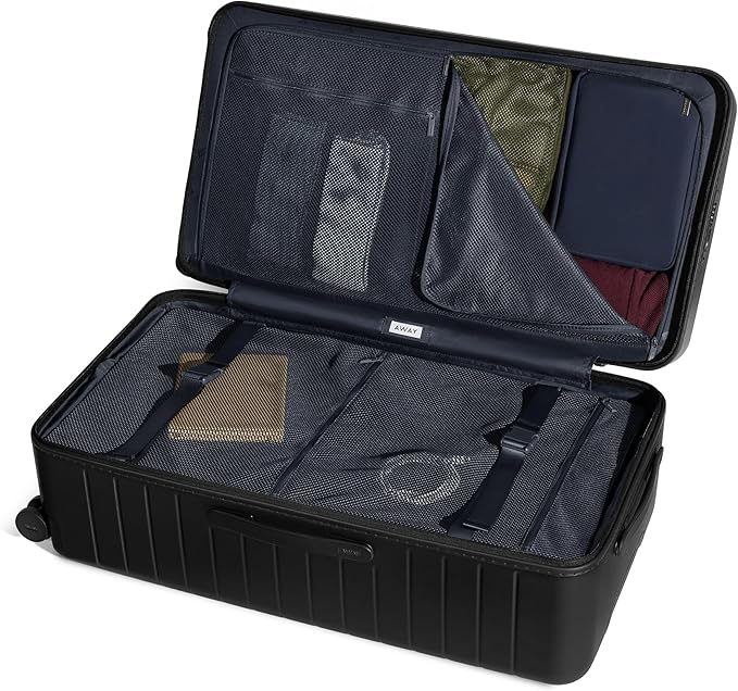 Away Large Trunk Luggage, 31 Inch Hardside Suitcase with Spinner Wheels, Lightweight & Durable, TSA Lock, Ideal for Long Trips, Jet Black