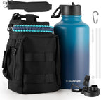 KXIAOCHEN Insulated Water Bottle, Stainless Steel Water Bottle, 2 Lids (Straw and Handle Lid),Wide Mouth Metal Water Bottles Keep Hot and Cold, Double Walled, Thermo Mug, Metal Canteen