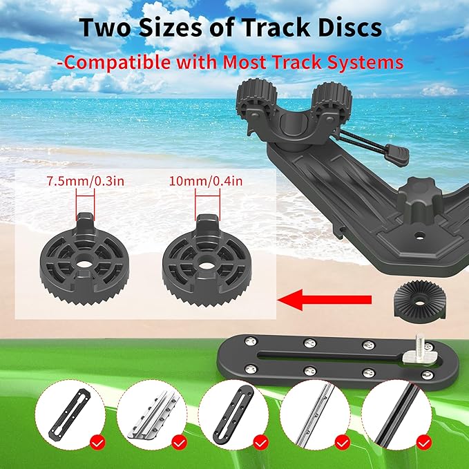 DoubleHeader Kayak Track Paddle Holder, Save Kayak Track Space, Kayak Paddle Clip, Kayak Track Mount Accessories, Kayak Oar/Fishing Net/Gaff Holder for Fishing, Kayak Fishing Accessories