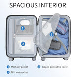 KROSER Hardside Expandable Carry On Luggage with Spinner Wheels & Built-in TSA Lock, Durable Suitcase Rolling Luggage with USB Port, Carry-On 20-Inch, Lake Blue