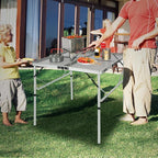 REDCAMP Folding Portable Grill Table for Outside, Lightweight Aluminum Metal Grill Stand Table for Camping Cooking BBQ RV Picnic,Easy to Assemble with Adjustable Heights Legs,Silver 32”x32”