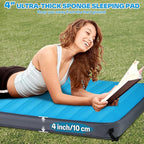 Sportneer Sleeping Pad for Camping: 4" Ultra-Thick Air & Foam Camping Mattress with 10 R Value, 4-Season Large Size 78" x 30" Self-Inflating Sleeping Pad for Camp/Travel/Car/Tent, Easy to Inflate