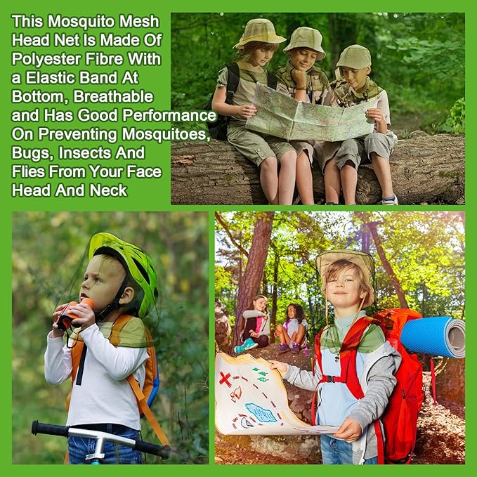 HESTYA 4 Pack Mosquito Bug Net Mesh for Head Mosquito Head Net Face Neck Fly Netting Hood from Insect Bugs Gnats for Outdoor