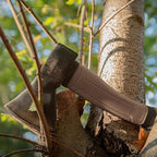 KSEIBI Outdoor Camping Hatchet with Sheath for Splitting and Kindling Wood, Forged Steel Blade with Anti-Slip and Shock Reduction Handle Great Throwing Axes and Hatchets (Tuscan Brown)