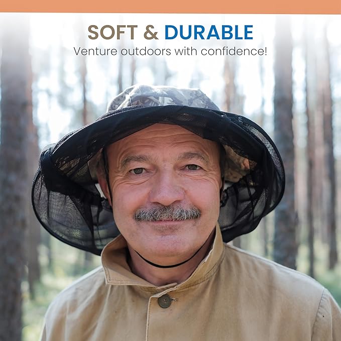 EVEN NATURALS Premium Mosquito Head Net - Ultra Large and Long, Extra Fine Holes, Mesh (39 * 26 * 25 inch)