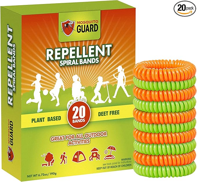 Mosquito Guard 20 Deet Free Mosquito Repellent Bracelets for Kids - Camping Essentials Bug Repellent Bracelets - Mosquito Repellent Outdoor Patio Bands - Summer Essential Bug Bracelets Repellent Kids