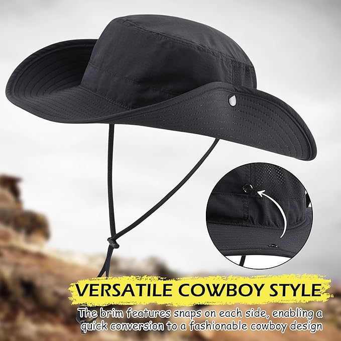 Connectyle Men's Sun Hat UPF 50+ Wide Brim Bucket Hats for Fishing Hiking Gardening Adjustable Boonie Hat Outdoor Safari Hats