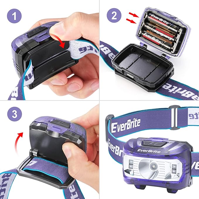 EverBrite Headlamp, 2 Pack Kids Headlamp with Red Light and Memory Function, Head Lamp for Adults and Kids with 5 Modes, Bright Headlamps for Camping, Running, Batteries Included