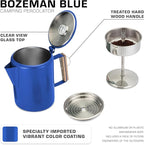 COLETTI Bozeman Camping Coffee Pot — Camping Coffee Makers, Coffee Percolator – America's Sleekest Percolator – NO Aluminum or Plastic (Blue)