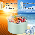 12oz Insulated Vacuum Food Jar with Buckle Lid Wide Mouth Soup Thermo for Hot Food Kids Leakproof Stainless Steel Lunch Container (Mint, 12OZ)