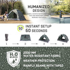 Happy Travel 1/2/3/4 Person Camping Tent, Instant Easy Pop Up Tents for Camping,Automatic Waterproof Family Camping Tent, Easy Set Up Tent,Portable Windproof Dome Tent for Camping Hiking & Traveling