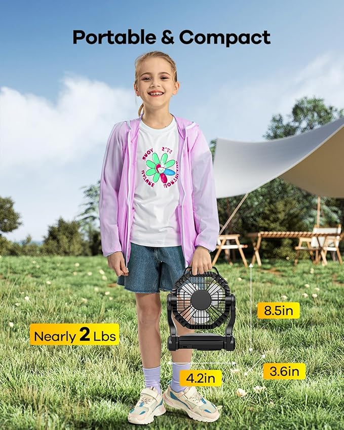 30000mAh Rechargeable Camping Fan with LED Lantern,Portable Battery Powered Outdoor Fan for Bedroom,Camping,Travel,Hiking,Beach,Office,Trave Accessories(Black)