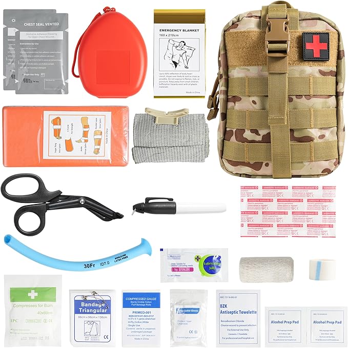 Emergency Trauma First Aid Kit, IFAK Medical Kit with Tourniquet, 36 inch Splint, Bleeding Control Kit