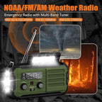 Emergency Radio Hand Crank Solar, 10000mAh/37000mWh Emergency Weather Radio, Hand Crank Solar Radios with NOAA/AM/FM, Rechargeable Headlamp, Thermal Blanket, Survival Bracelet, for Home & Outdoor