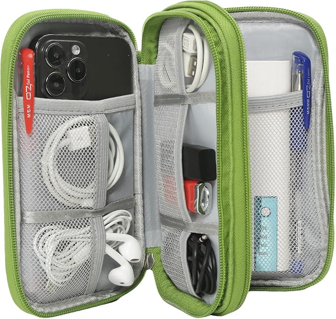 CAAORDKSO Electronic Organizer Travel USB Cable Accessories Bag/Case, Waterproof Electronics Accessories Case Organizer Bag for Cable, Cord, Charger, Phone, Power Bank, Earphone (Grass Green, Large)