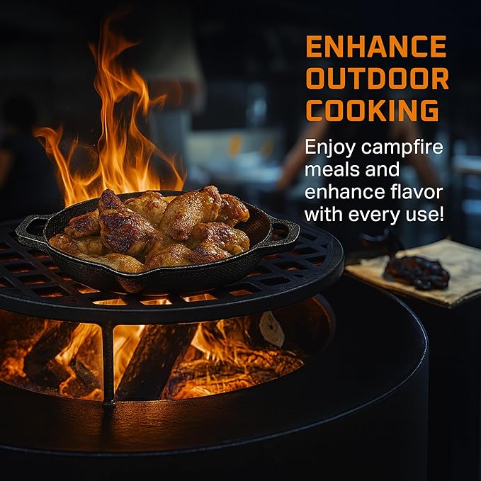 Bruntmor Enameled Cast Iron Skillets - 10-Inch Round Grill Pans for Stove Tops with Glass Lid - 3.5 Quarts Large Frying Pan with Double Loop Handles - Safe for Oven and All Cooking Tops - Black