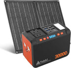 Takki 111Wh Portable Solar Generator Power Station with 21W Foldable Solar Panel, 120W Peak Solar Charger Power Bank with 110V AC DC USB Ports for Camping Emergency Outdoor Home Use