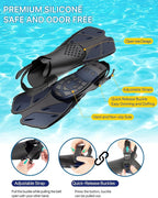 Snorkeling Gear for Adults Men Women,4 in 1 Snorkel Set with Panoramic View Diving Mask Anti-Fog Anti-Leak,Dry Top Snorkel,Fins and Travel Bag for Swimming,Snorkeling and Travel Diving