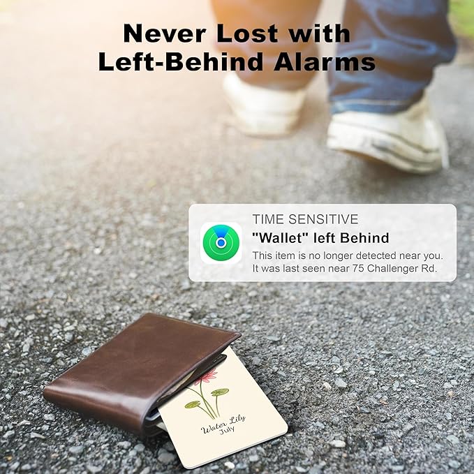 Wallet Tracker Card (iOS Only), Rechargeable Bluetooth Smart Tracking for Apple Find My Compatible Anti Tracker for Men Women Slim Item Locator for Purse Passport Key Luggage Tag (1Pcs/JUL FLR)