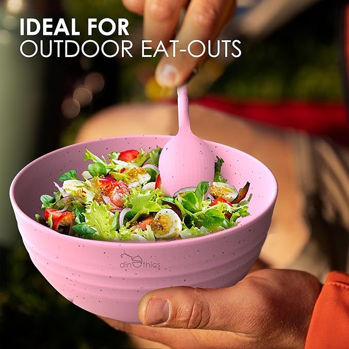 WheatStraw Dinnerware Sets for 4 - Alternate To Plastic Dishes - Dishwasher Safe Microwave Plates - Unbreakable Dinnerware Set - Wheat Straw Dishes - Lightweight Camping Plates & RV Dishes