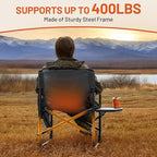 TIMBER RIDGE Heated Aluminum Oversized Camping Chair, Lightweight Portable Directors Chair with Side Table Detachable Side Pocket for Outdoor Camping, Lawn, Picnic, Support 400lbs Gray, 2 Pack