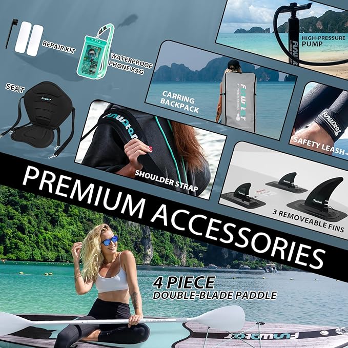 FunWater Inflatable Stand Up Paddle Board 10'/10'6"/11'/11'6" Paddle Board for Adults & Youth, Paddleboards Inflatable with Premium SUP Accessories, Wide Stable, Non-Slip Comfort Deck