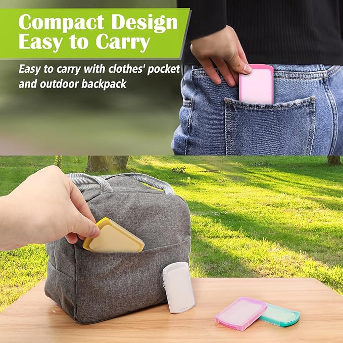 2 Boxs (100 Sheets) Hand Washing Soap Sheets for Outdoor Travel,Portable Camping Hand Soap,Hiking Washing Hand Bath Paper Soap for Travel,BBQ,Party,School,Girls(Yellow&Pink)