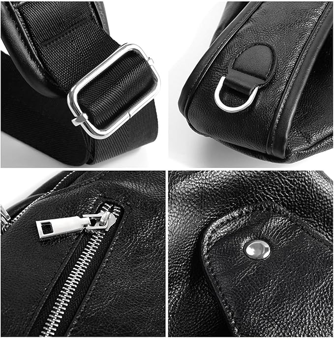 Small Sling Bag Crossbody Backpack Over the Shoulder Bag for Men Women Travel Outdoors, Lightweight Chest Pack (Small, PU leather)