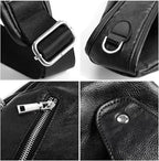 Small Sling Bag Crossbody Backpack Over the Shoulder Bag for Men Women Travel Outdoors, Lightweight Sling Chest Pack (Large, Pu leather)