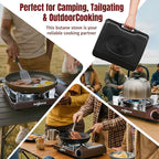 SHINESTAR 14000 BTU Butane Camping Stove, Double Wind-Guard Portable Stove for Outdoor Cooking, Carrying Case Included, Brown