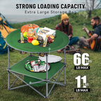 Portable Lightweight Folding Camping Table - Collapsible Foldable Picnic Camp Table with Cooler 4 Enlarged Upgraded Cup Holders and Carry Bag for Tailgating Beach BBQ RV Hiking Party Travel