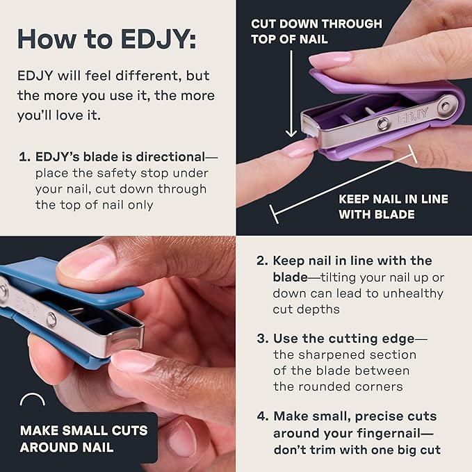 EDJY Fingernail Cutter - Precision Stainless Steel Nail Cutter for Fingernails | Sharp Blade, Ergonomic Design, Durable & Rust-Resistant | Ideal for Men and Women | Navy | 2-Pack