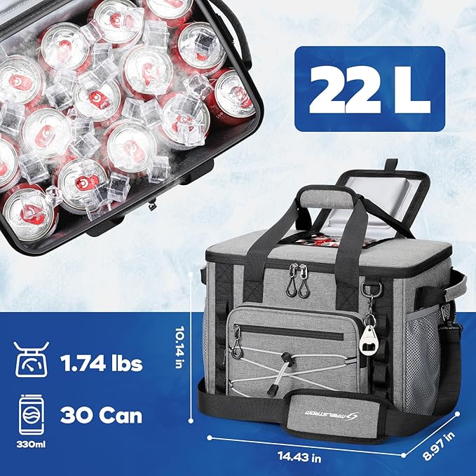 Maelstrom Soft Sided Cooler Bag, 30/40 Can Collapsible Insulated Ice Chest, Large Leakproof Camping & Travel Cooler for Kayaking & Beach