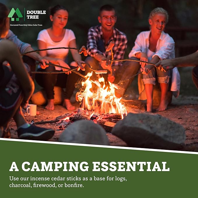 Double Tree Fire Starter Sticks - 100% Natural Cedar Wood Kindling, Quick & Easy Burning for Campfire, Camping Cooking Stove, Fire Pit, Fireplace & Grilling, lndoor & Outdoor - (X-Large 2 Cubic ft)