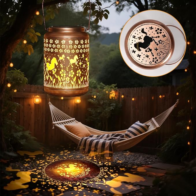Horse Solar Lantern Outdoor Horse Decor Garden Decor Waterproof Decor Light Hanging Solar Lights Yard Decor, Gifts for Women Gifts for Mom Gifts for Grandma Horse Gifts