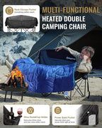 KingCamp Double Camping Chair, Oversized Heavy Duty Loveseat for Adults Portable Folding XL 2 Person Couch Padded Comfortable Two Seat with Cup Holder for Outdoor Lawn Backyard