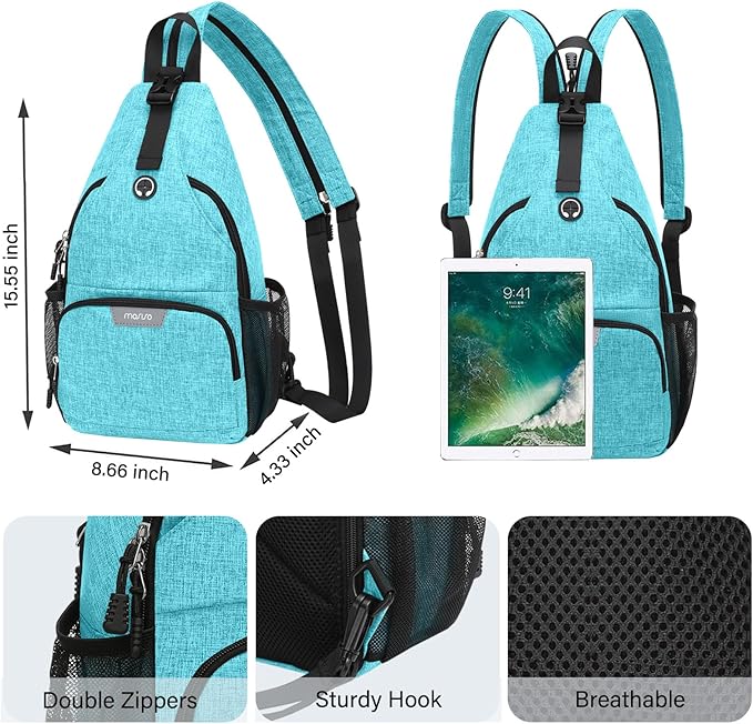 MOSISO Sling Backpack Travel Hiking Daypack, Crossbody Convertible Sling Bag with Front Pocket One Shoulder Chest Bag